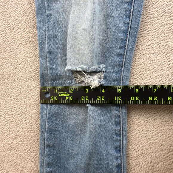 American Eagle Womens Jeans Size 2 Slim Straight Jeggings Distressed Blue Denim - Picture 5 of 15